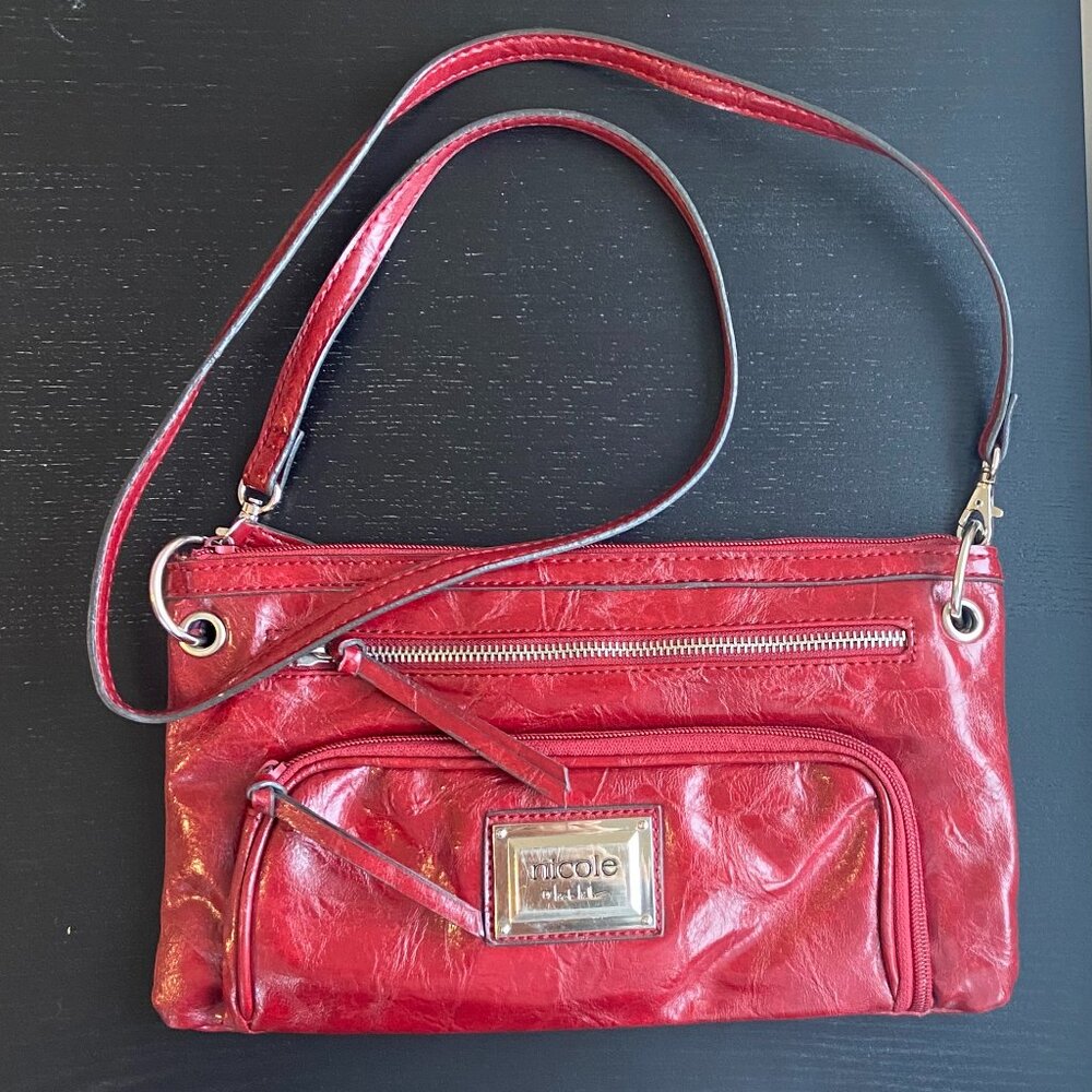 Nicole by Nicole Miller Shiny Red Cross Body Bag